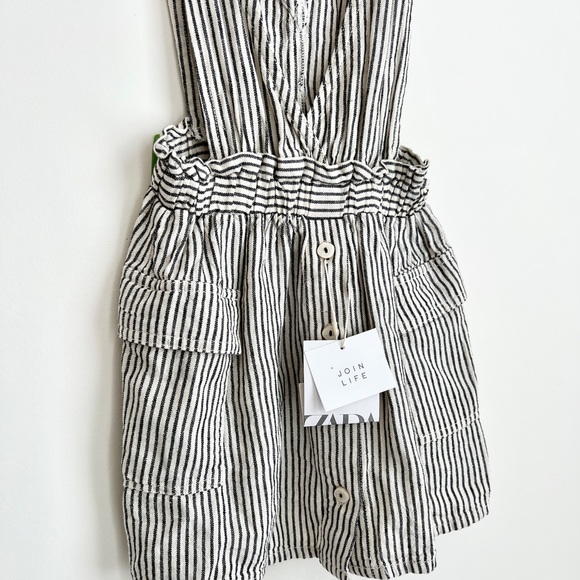 ZARA Girl Jumper Jumpsuit Overall Striped 3-4yrs NEW - Picture 4 of 7